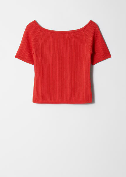 Rib-knit off-shoulder top